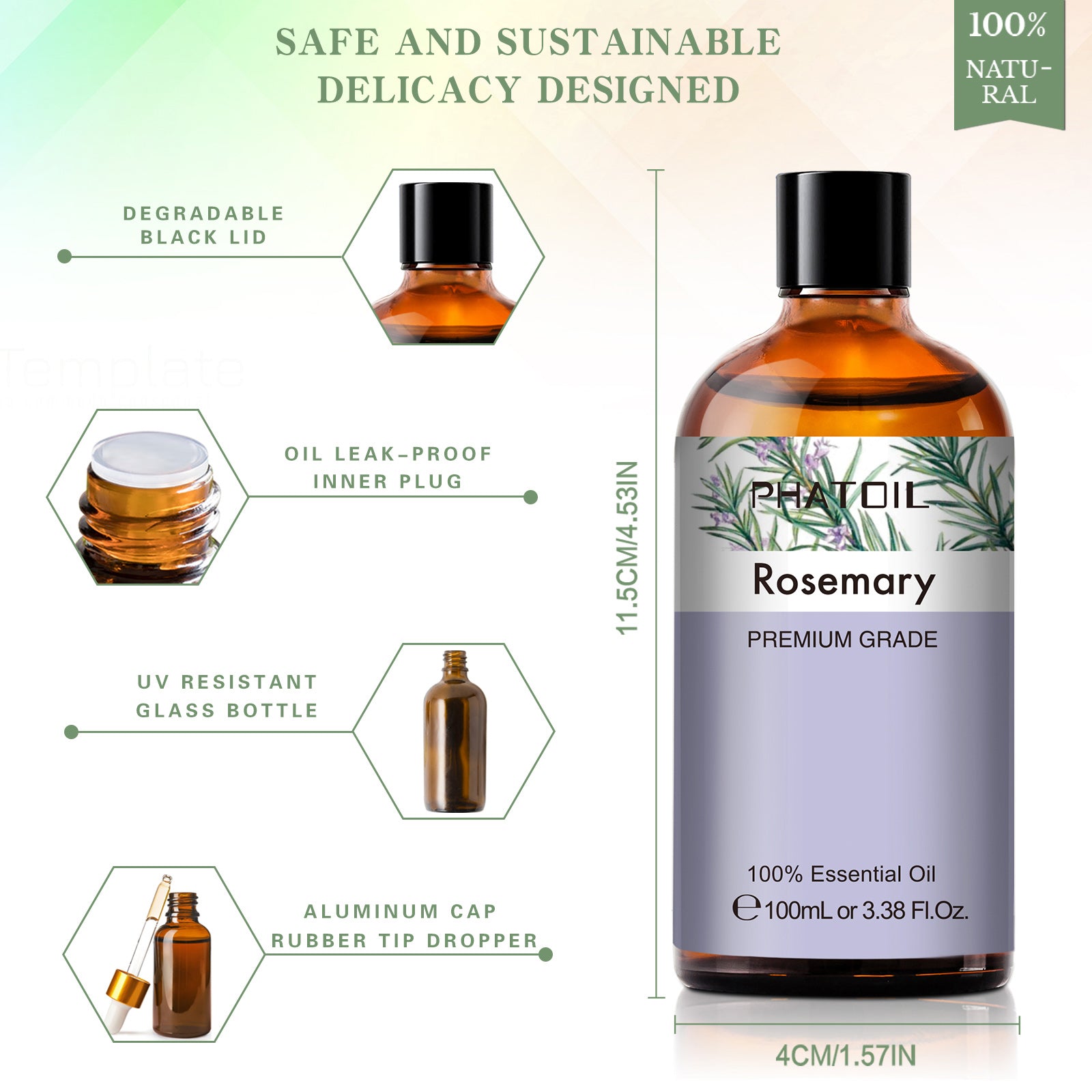 essential oils dropper bottles rosemary