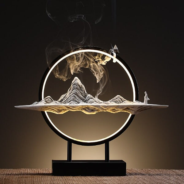 Kunlun Mountains Large Backflow Incense Burner With LED - Incense Soul