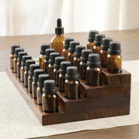 Vintage 25 Slot Wooden Essential Oil Bottles Storage Holder Display Rack