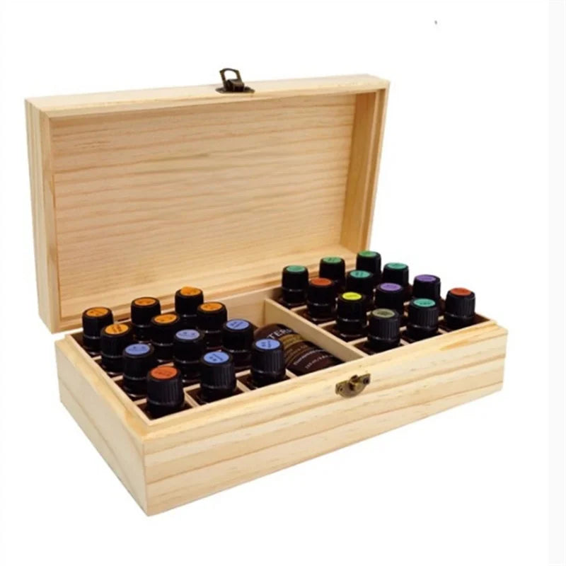 Essential Oil Wooden 24+1 Compartment Storage Box