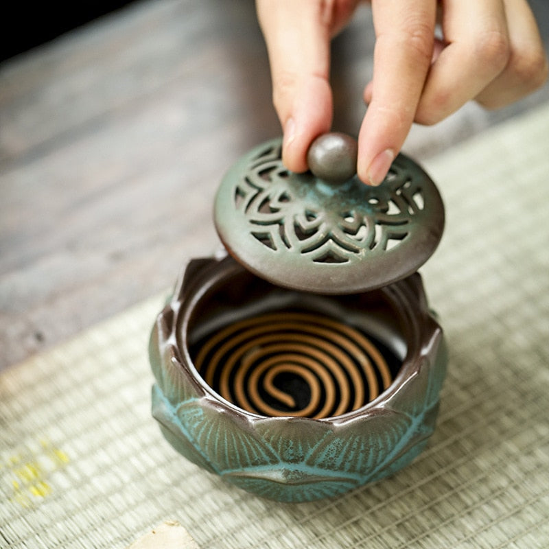 Lotus Ceramic Coil Incense Censer Holder