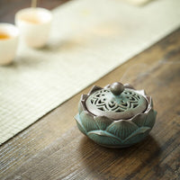 Soporte de incensario de incienso en espiral de cerámica de loto