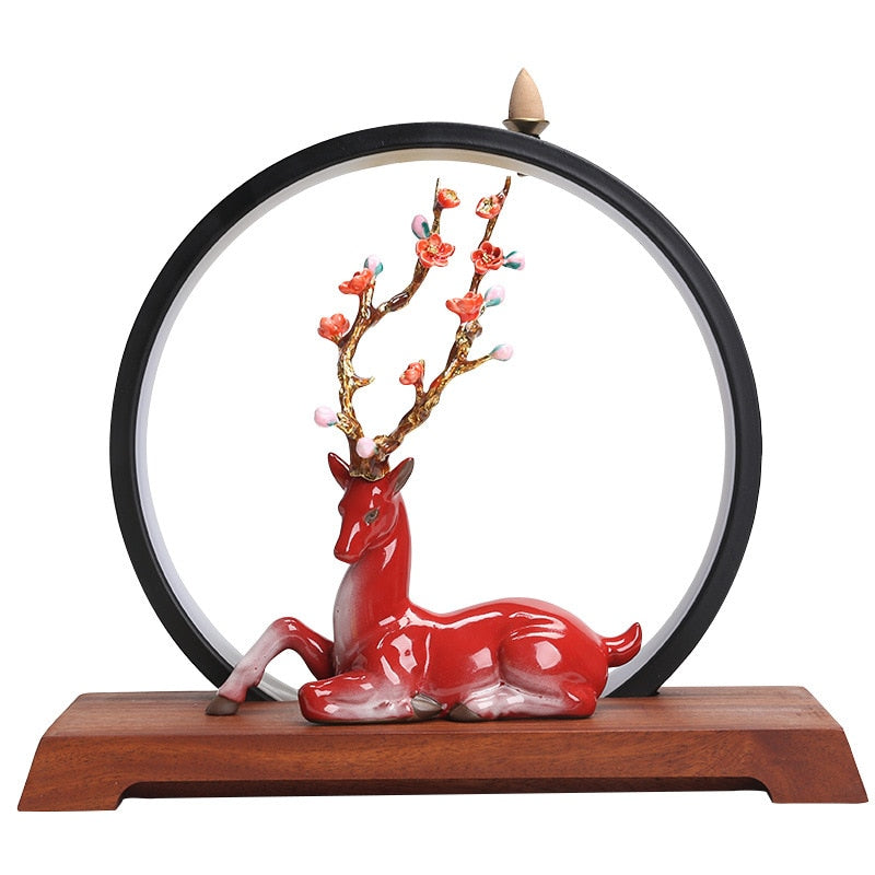 lucky deer incense burner animal lamp