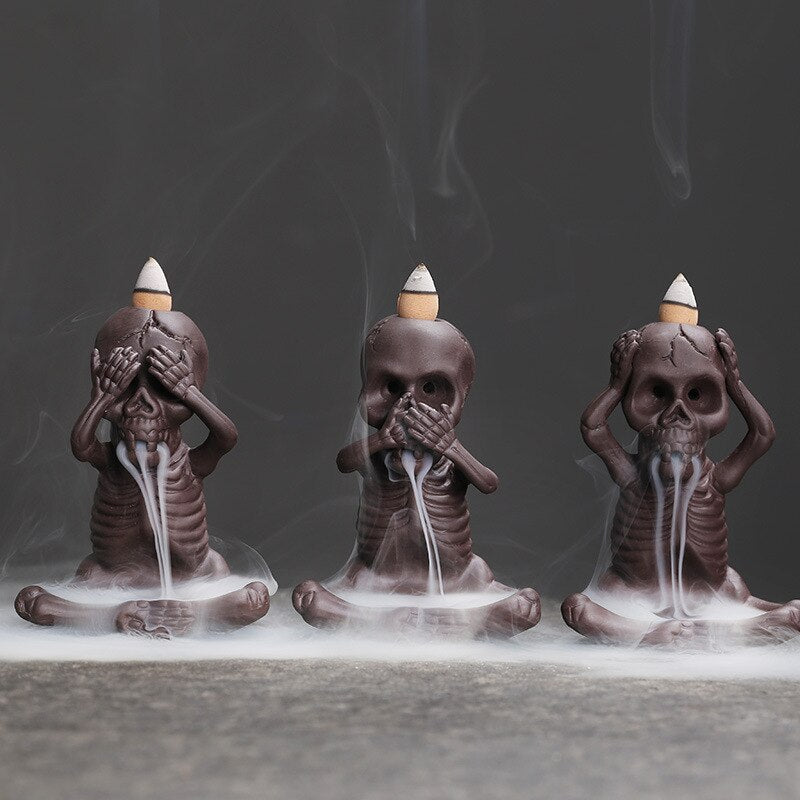skull incense cone burner