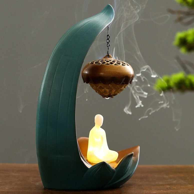 led lotus incense burner